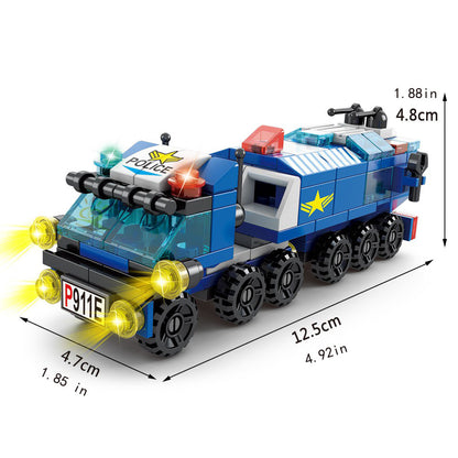 147pcs 6in 1 City Police Series Car Model Small Particle Building Blocks Assembling Children Bricks Puzzle Toys Gift