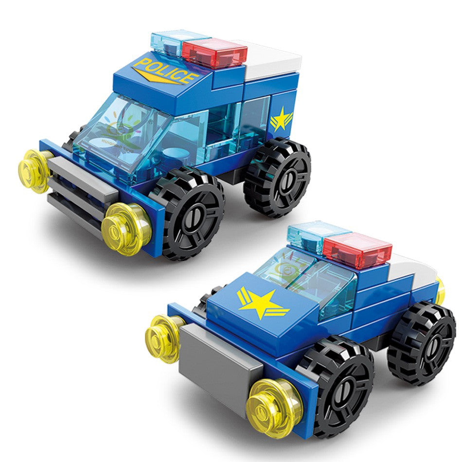 147pcs 6in 1 City Police Series Car Model Small Particle Building Blocks Assembling Children Bricks Puzzle Toys Gift
