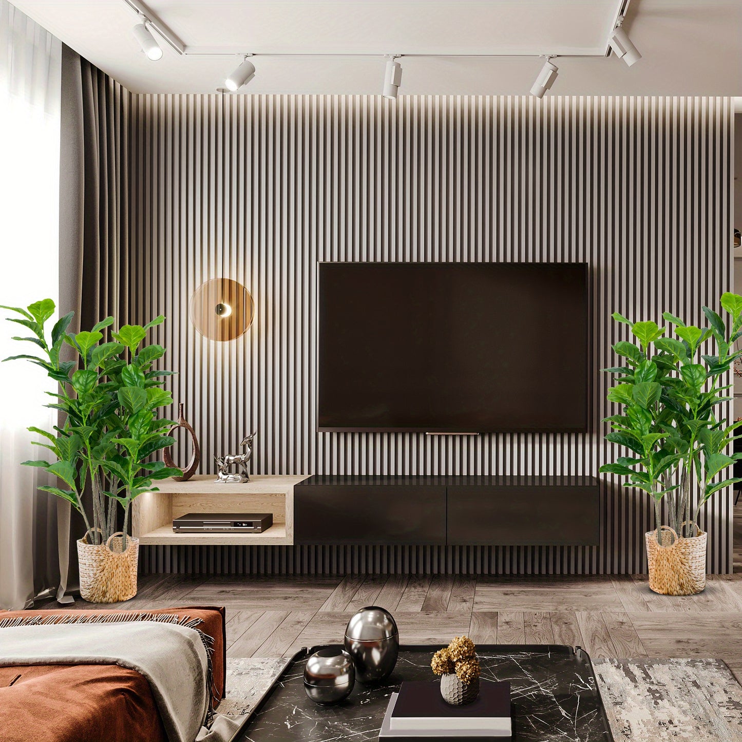 Ensemble de 2 arbres artificiels Lifezeal de 51 pouces pour l'int¨¦rieur et l'ext¨¦rieur
