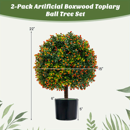 Ensemble de deux arbres artificiels en boule de buis de 22\