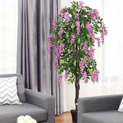 6 pieds Arbre artificiel de glycine en soie Fleur rose D¨¦coration int¨¦rieure-Patio Maison