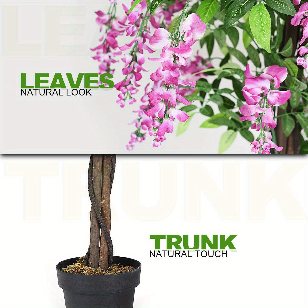 6 pieds Arbre artificiel de glycine en soie Fleur rose D¨¦coration int¨¦rieure-Patio Maison
