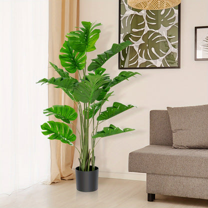 Plante artificielle Monstera Deliciosa Multigot, lot de 2, 1,5 m, avec pot en ciment, 15 grandes feuilles, aucun entretien requis, plantes artificielles d¨¦coratives, d¨¦coration int¨¦rieure et ext¨¦rieure pour la maison et le bureau.