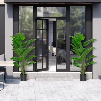 Plante artificielle Monstera Deliciosa Multigot, lot de 2, 1,5 m, avec pot en ciment, 15 grandes feuilles, aucun entretien requis, plantes artificielles d¨¦coratives, d¨¦coration int¨¦rieure et ext¨¦rieure pour la maison et le bureau.
