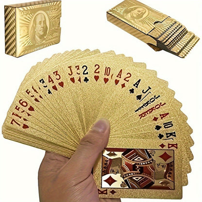Waterproof and Flexible Golden Deck of Cards - High-Quality Plastic for Parties and Games