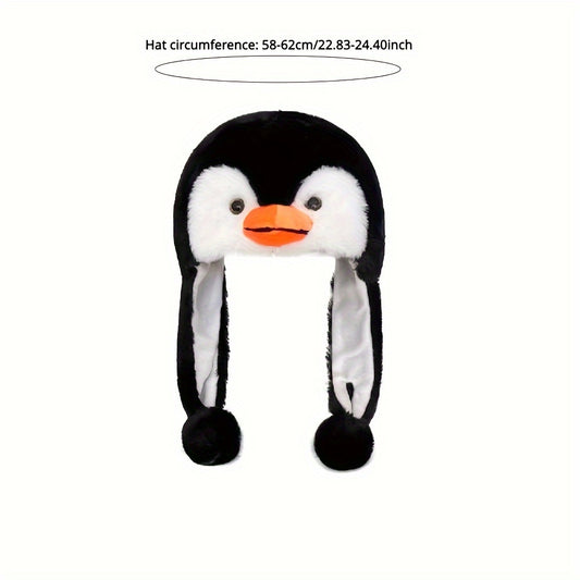 Cute, Cozy Frosty Fun Penguin Plush Hat for Autumn & Winter - Ear Protection for Outdoor Fun & Parties