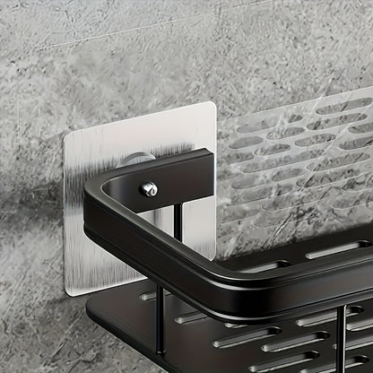 2pcs Black Rust-Proof Polished Metal Bathroom Shelves, Wall-Mounted No-Drill Hanging Shower Caddy for Shampoo, Conditioner, and Toiletries ¨C Space-Saving and Stylish Bathroom Organizer, Spacesaving Caddy | Sleek Shower Design | Durable Bathroom Item