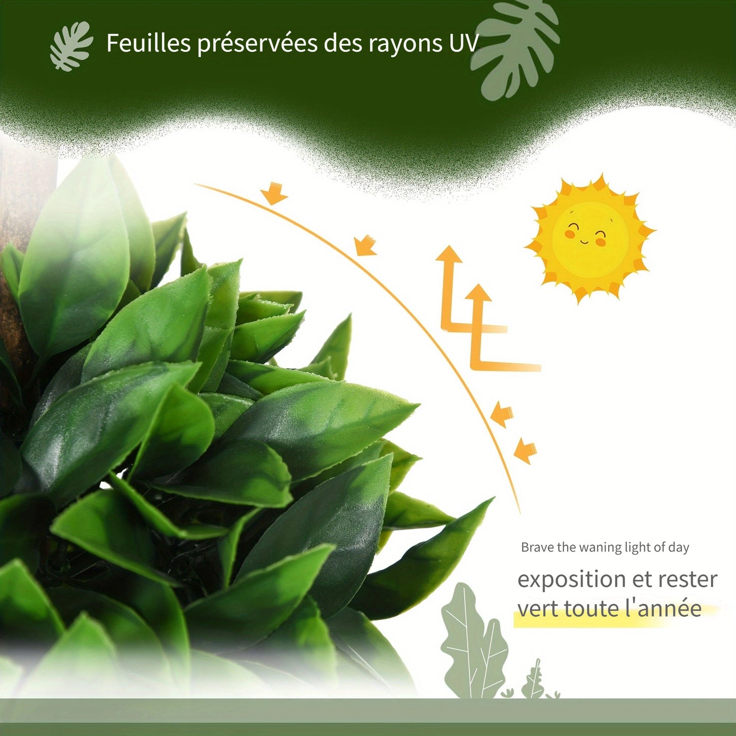 Ensemble de 2 boules topiaires artificielles en buis de 3 pi (35.5 po), plantes artificielles en pot, plantes vertes d¨¦coratives pour la maison, le bureau, l'int¨¦rieur, l'ext¨¦rieur, le salon, vert