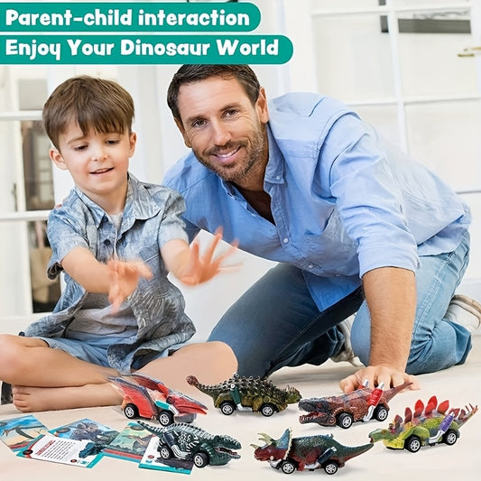6pcs dinosaur spinning toy car, ideal for Halloween\u002FChristmas gifts