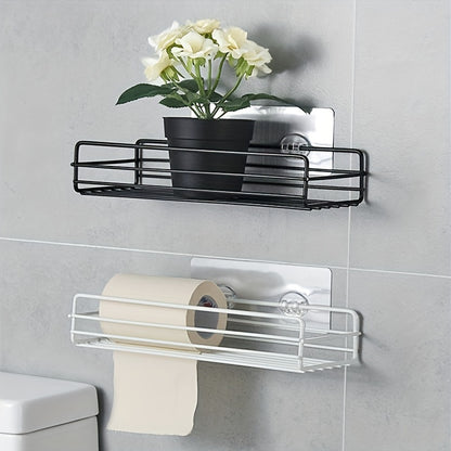 1pc Wall-Mounted Wrought Iron Bathroom Shelf, Rust-Proof Indoor Shower Caddy, with Non-Drilled Adhesive, for Shower Storage Organizer
