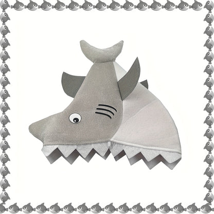 Vibrant Plush Gray Shark Hat - 1pc Cozy Cute Funny Party Animal Hat - Fish Novelty Submarine Ocean Themed Decoration