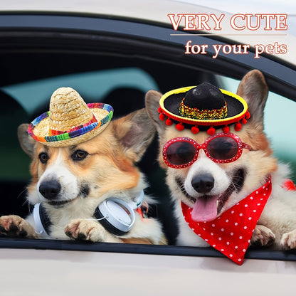 3pcs Glamorous Carnival & Fiesta Party Hats - Colorful Mini Sombreros for Birthday Celebrations, Polyester