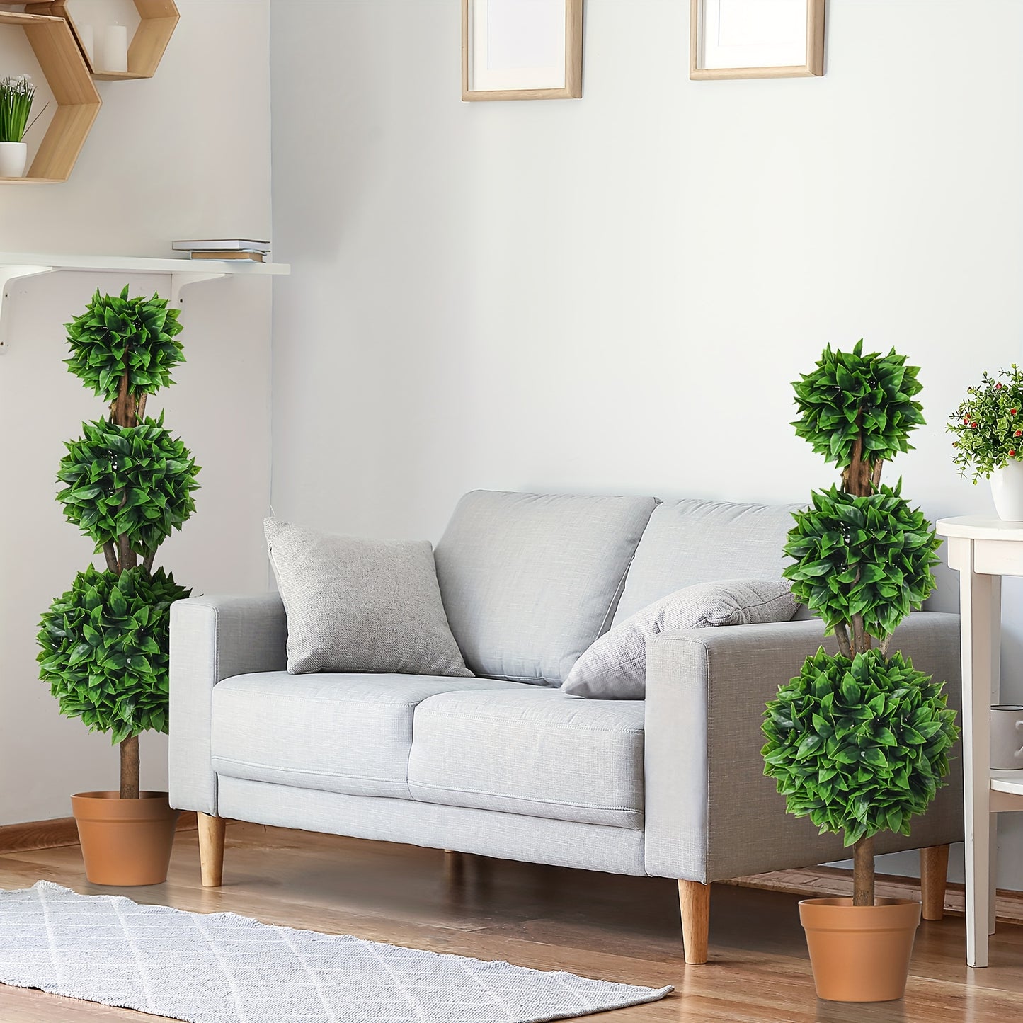 Ensemble de 2 boules topiaires artificielles en buis de 3 pi (35.5 po), plantes artificielles en pot, plantes vertes d¨¦coratives pour la maison, le bureau, l'int¨¦rieur, l'ext¨¦rieur, le salon, vert