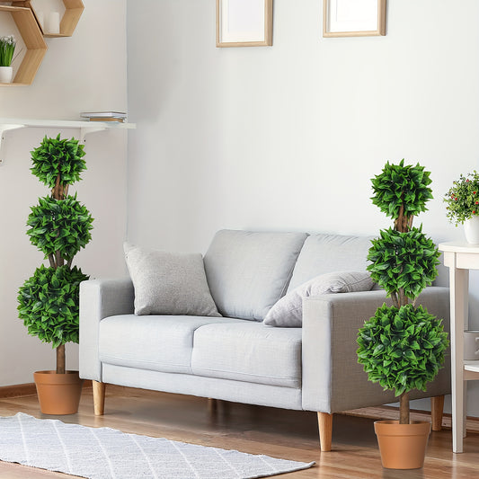 Ensemble de 2 boules topiaires artificielles en buis de 3 pi (35.5 po), plantes artificielles en pot, plantes vertes d¨¦coratives pour la maison, le bureau, l'int¨¦rieur, l'ext¨¦rieur, le salon, vert