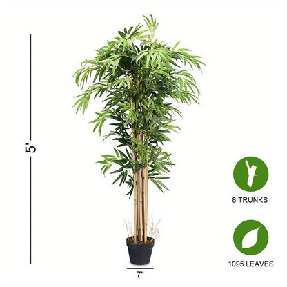 TANGKULA 5 Pieds Bambou Artificiel Soie Arbre Vert Int¨¦rieur-Ext¨¦rieur D¨¦coration Maison Planteur D¨¦coratif