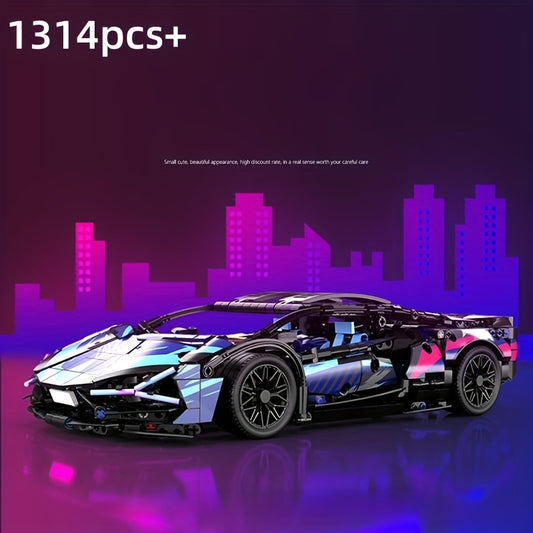 1314pcs Technology Series Classic Cyber Style Racing Car Building Blocks City Famous Super Cars MOC Assembly Toy Easter Gift Birthday Present