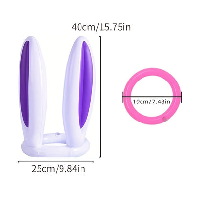 5pcs\u002Fset Inflatable Bunny Ear Hats and Ring Toss Set, Creative and Funny Activity Props for Family Gatherings and Holiday Events
