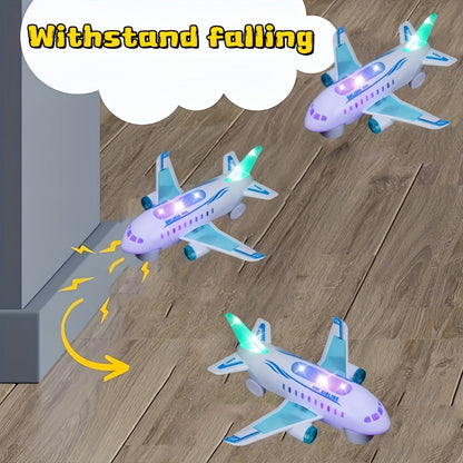 Interactive LED Airplane Toy with Lights & Sounds - Battery-Powered, Durable ABS Material, White - Perfect Gift for Youngsters 3+, Features Realistic Design with Blue & Green LEDs, Ideal for Preschoolers & Young Youngsters