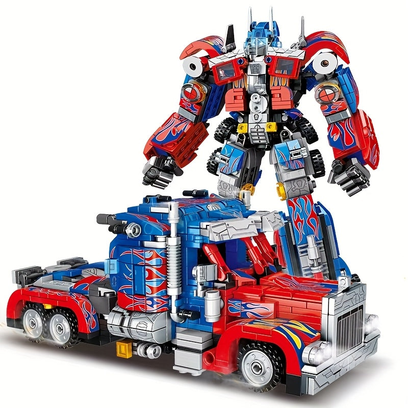 1000+pcs ABS Building Bricks Toy, 2-in-1 Transforming Car Model Building Set, Creative Construction Blocks for Home Decor, Durable Construction, Ideal Christmas\u002FHalloween\u002FThanksgiving Gift, Vibrant Display, Construction Toy Set