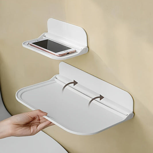 1pc Modern Punch-Free Foldable Wall Mounted Floating Shelf - Plastic Storage Rack for Bathroom, Hand Towel, Clothes - Ideal for Home, Living Room, Office Decor