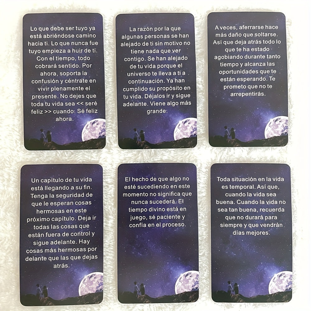 Spanish Tarot Deck, Universe Oracle Cards, Keywords Tarot, Spirit Messages Cards, Tarot Cards for Beginners, Spanish Version Tarot, 4.72x2.76inch, 54 Cards