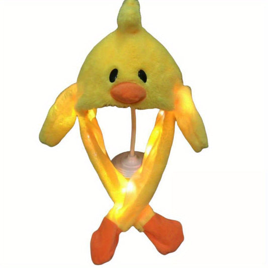 Party Highlight Glowing Yellow Duck Plush Hat with Orange Beak & Feet - Soft, Safe, and Warm Light-Up Party Hat for Youngsters, Graduations, and Youngsters Showers, Duck Hat
