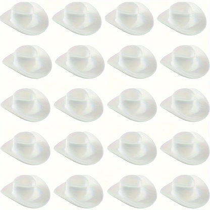 20pcs, Plastic Mini Cowboy Cowgirl Hat For Crafts, Miniature Western Cowgirl Hats, Tiny Dress Hat For Party Decoration