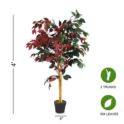 TANGKULA 4-Feet Artificiel Bush Rouge\u002FVert Feuilles Int¨¦rieur-Ext¨¦rieur Maison