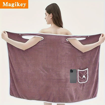 Large Soft Coral Fleece Bath Towel with Pocket - Absorbent & Quick-Dry, Lightweight & Durable for Beach, Home, and Bathroom Use, Perfect Holiday Gift for Halloween, Thanksgiving, Christmas, Quickdry Towel | Playful Design Towel | Durable Towel Fabric