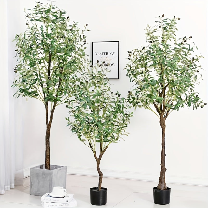 Arbre d'Olive Artificiel, Plante en Soie de 6 Pieds avec Feuilles et Fruits pour D¨¦coration Int¨¦rieure Moderne, Id¨¦al pour No?l
