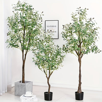 Arbre d'Olive Artificiel, Plante en Soie de 6 Pieds avec Feuilles et Fruits pour D¨¦coration Int¨¦rieure Moderne, Id¨¦al pour No?l