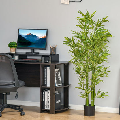 HOMCOM Arbre artificiel en bambou de 5 pieds dans un pot, plantes artificielles d'int¨¦rieur et d'ext¨¦rieur pour la d¨¦coration de la maison, du bureau et du salon, vert