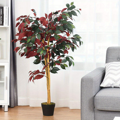 TANGKULA 4-Feet Artificiel Bush Rouge\u002FVert Feuilles Int¨¦rieur-Ext¨¦rieur Maison