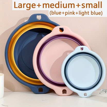 1\u002F3pcs Foldable Face Basin, Outdoor Travel Portable Plastic Basin, Student Dormitory Foot Wash Basin