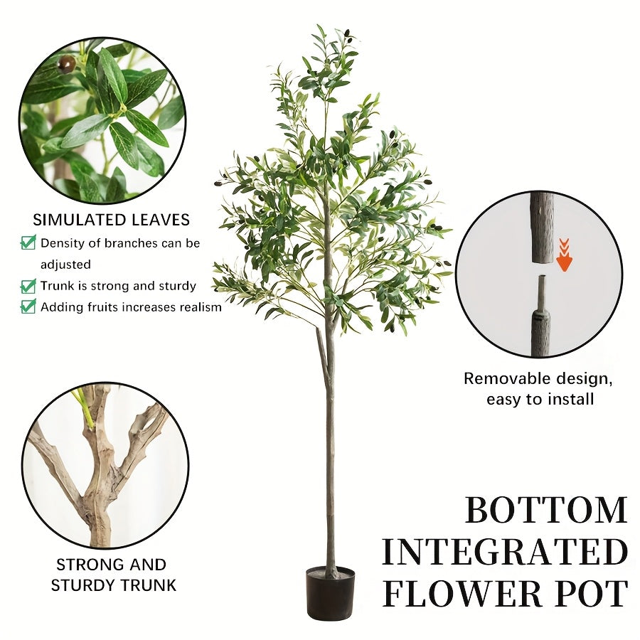 Arbre d'Olive Artificiel, Plante en Soie de 6 Pieds avec Feuilles et Fruits pour D¨¦coration Int¨¦rieure Moderne, Id¨¦al pour No?l