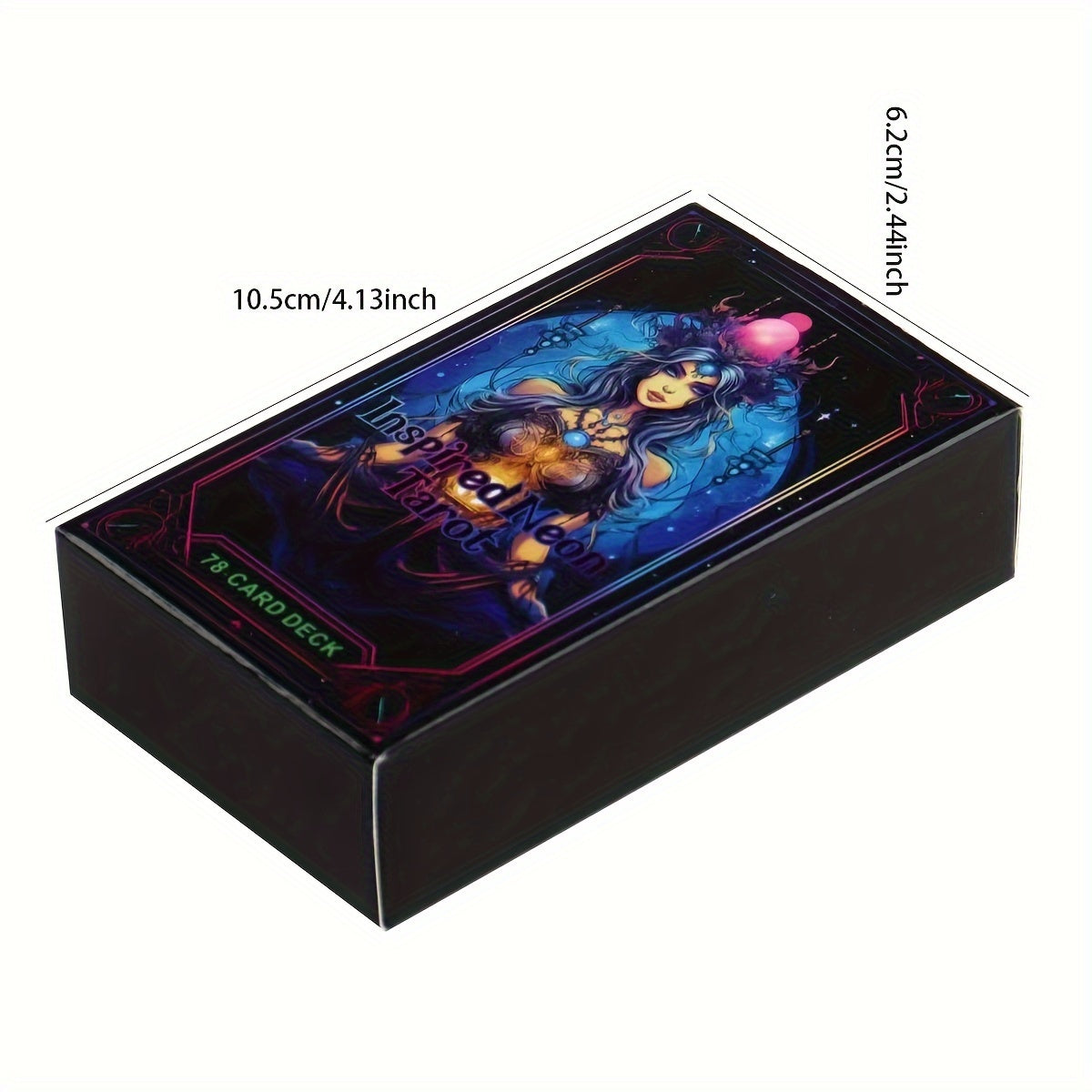 Neon-Inspired Tarot Card Game Set - Majestic Fantasy Themed Playing Cards, Paper Material, 78 Cards with Artistic Illustrations for Divination and Gaming
