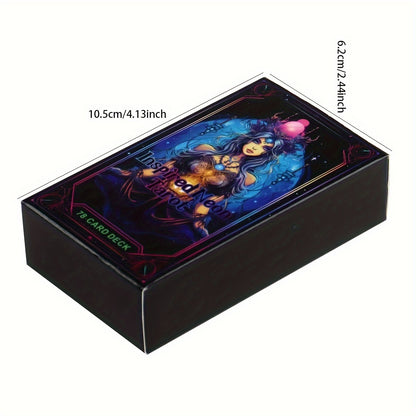Neon-Inspired Tarot Card Game Set - Majestic Fantasy Themed Playing Cards, Paper Material, 78 Cards with Artistic Illustrations for Divination and Gaming
