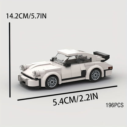 196pcs sports car building blocks, boys' toys, white racing car building blocks, decorative toys, collectible car models, Easter, Children's Day and birthday gifts for children aged 6 and above.