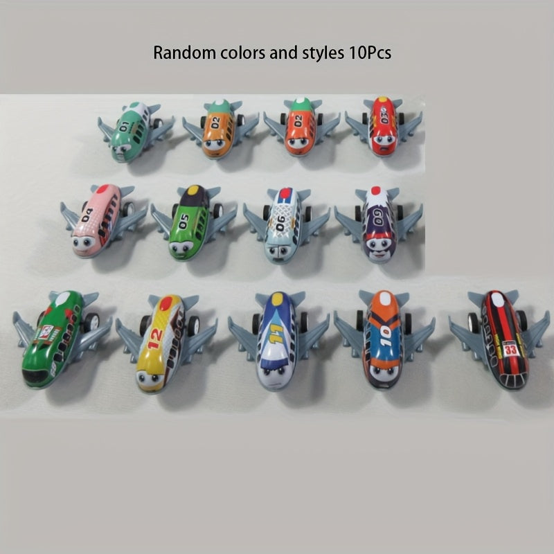 10 Pack of Mini Metal Airplane Toys with Inertia Power and Alloy Structure - Perfect for Party Favors and Gifts