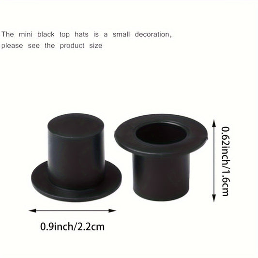 50-Pack Mini Black Top Hats Plastic for DIY Art and Crafts Supplies, 18+ No Plating or Mosaic Material Decorative Accessory