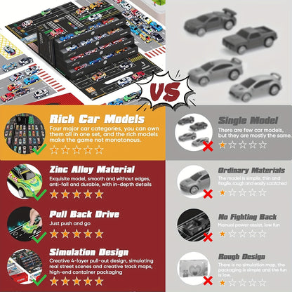 48pcs Die-Cast Racing Car Set with Pull Back Mechanism And Container Storage Case - Diverse Iron Alloy Vehicles, Educational Playset for Ages 3+, Ideal Birthday And Holiday Gift for Winter