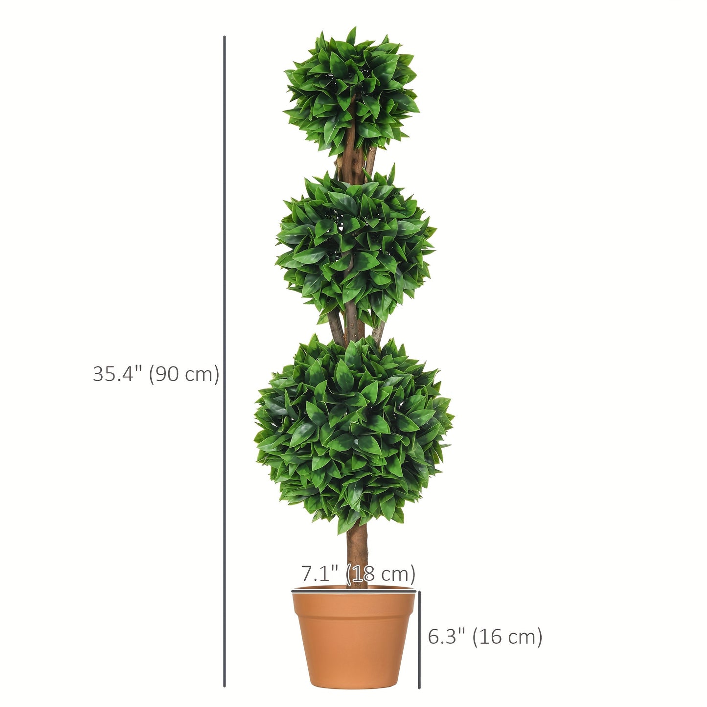Ensemble de 2 boules topiaires artificielles en buis de 3 pi (35.5 po), plantes artificielles en pot, plantes vertes d¨¦coratives pour la maison, le bureau, l'int¨¦rieur, l'ext¨¦rieur, le salon, vert