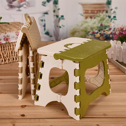 Portable Foldable Plastic Step Stool - Lightweight Durable Green Step Stool for Youngsters Adults, Indoor Outdoor Use, Compact Foldable Design with Ergonomic Handles, Portable Step Stool | Foldable Stool | Durable Plastic Stool