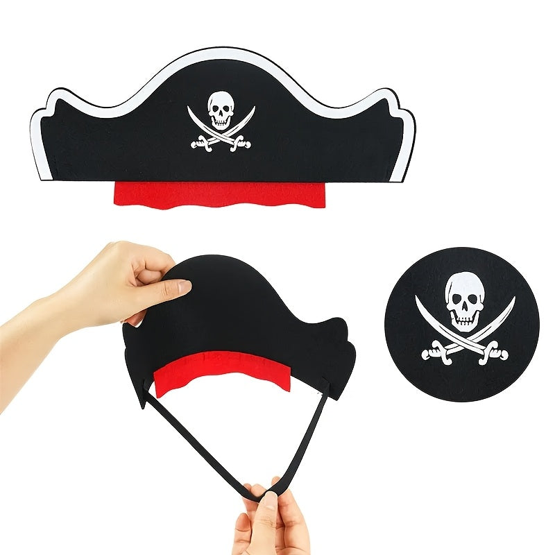 21pcs Pirate Party Favors Set 21pcs Pirate Party Favors Set, Plastic Pirate Costume Accessories, with 7 Pirate Hats, 7 Eye Masks, 7 Toy Swords, for Role Play & Themed Events, Rewards & Treats, Suitable for Ages 14+