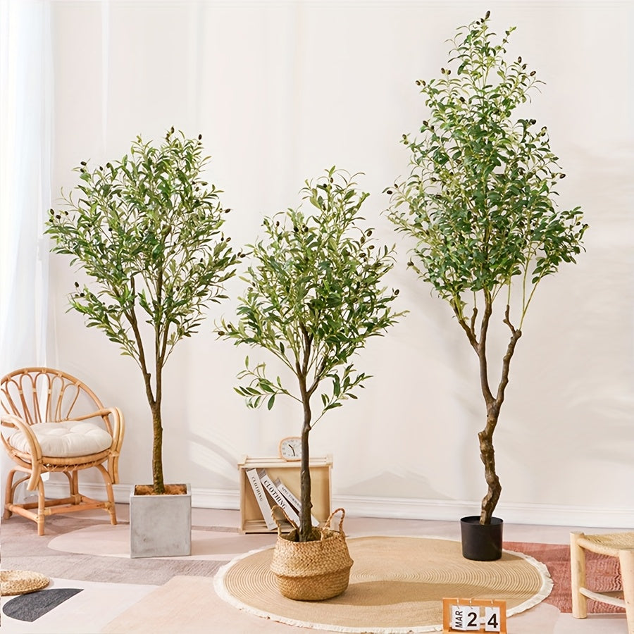 Arbre d'Olive Artificiel, Plante en Soie de 6 Pieds avec Feuilles et Fruits pour D¨¦coration Int¨¦rieure Moderne, Id¨¦al pour No?l