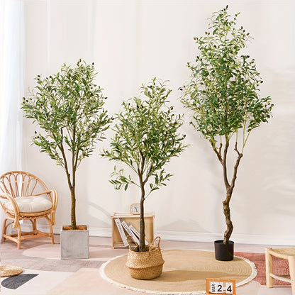 Arbre d'Olive Artificiel, Plante en Soie de 6 Pieds avec Feuilles et Fruits pour D¨¦coration Int¨¦rieure Moderne, Id¨¦al pour No?l
