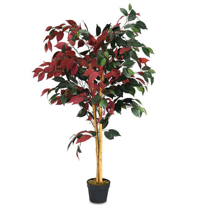 TANGKULA 4-Feet Artificiel Bush Rouge\u002FVert Feuilles Int¨¦rieur-Ext¨¦rieur Maison
