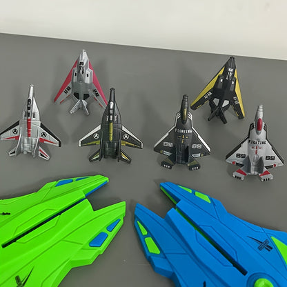 2pcs Airplane Launcher + 6pcs Fighter Jet Youngsters's Play Shooting Toy Two-Person Battle Launching Airplane Boy Gift Christmas Gift