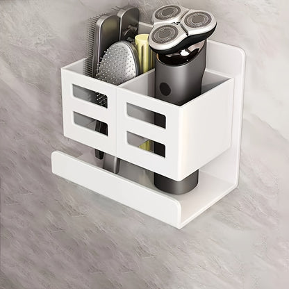 Perforated Plastic Wall-Mounted Cosmetic Storage Rack: Large Capacity, Easy Installation, No Punching, Suitable for Bathroom Use