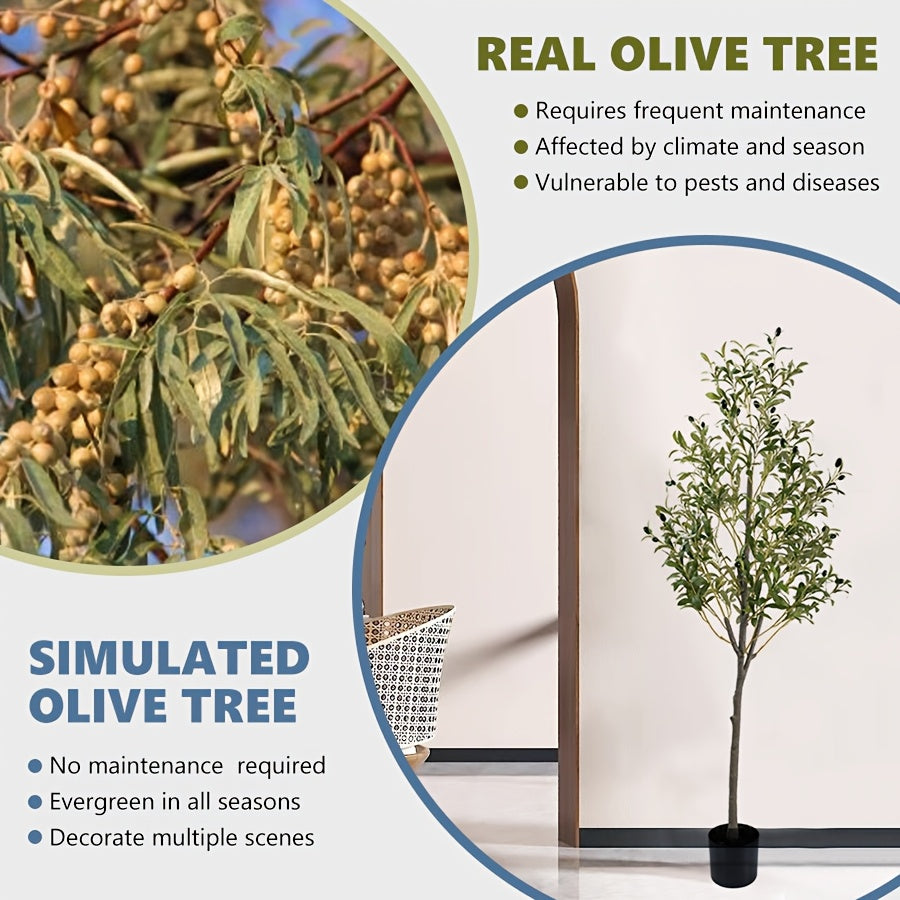 Arbre d'Olive Artificiel, Plante en Soie de 6 Pieds avec Feuilles et Fruits pour D¨¦coration Int¨¦rieure Moderne, Id¨¦al pour No?l